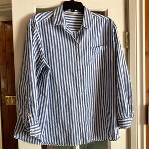 Sezane Max Blue and White Stripes Button Down Shirt